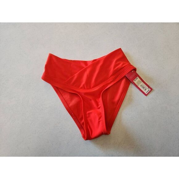 NWT Xhilaration size XS Red High Leg Crossover Scoop Waist Bikini Bottom - Picture 1 of 3